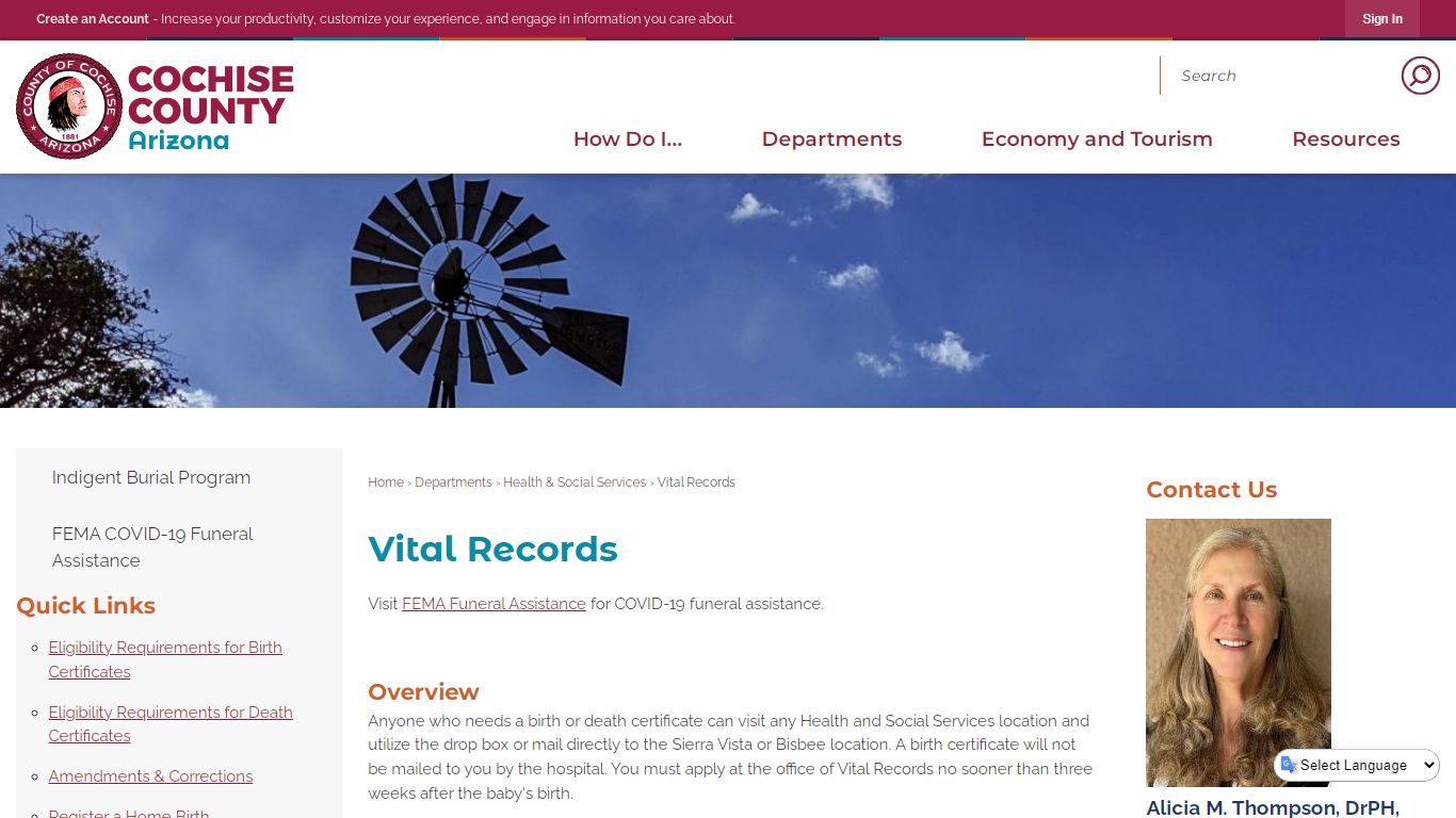 Vital Records | Cochise County, AZ - Arizona