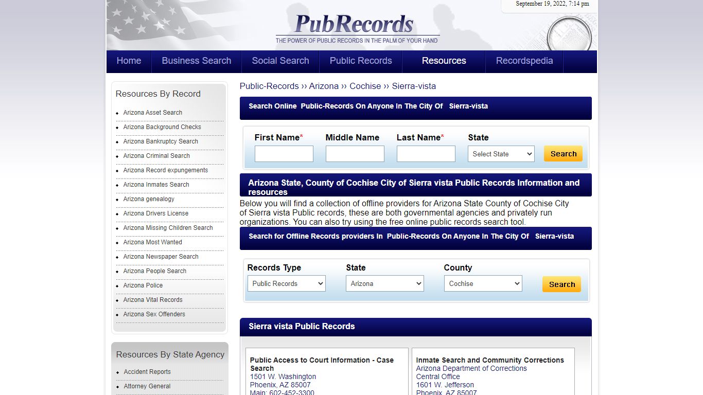 Sierra vista, Cochise County, Arizona Public Records